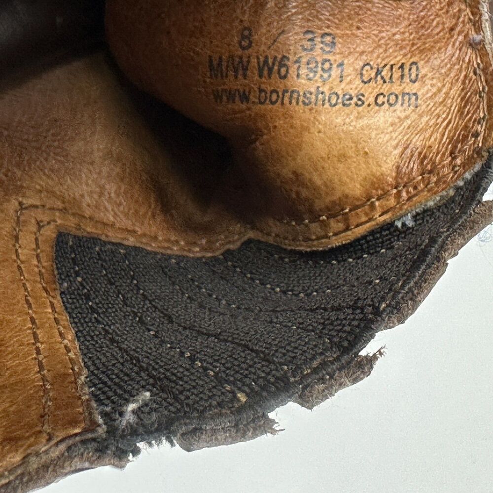 Born Womens Tour Boots sz 8 M Block Heel Bootie Leather Western Brown Studded - Picture 8 of 12